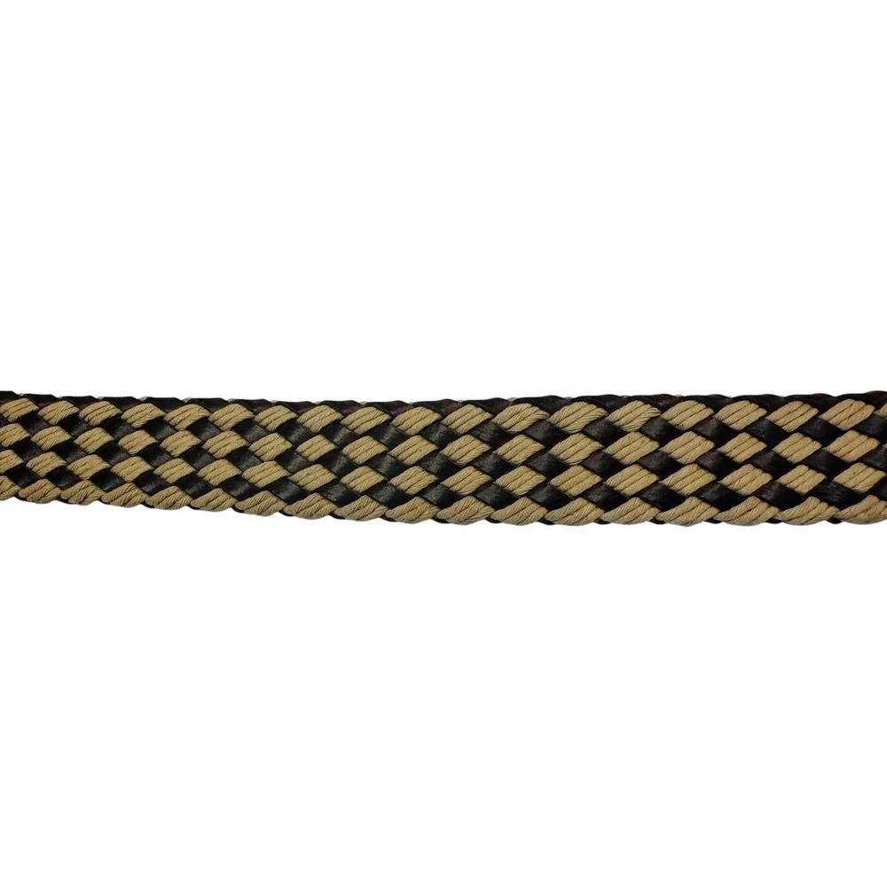 VTG Brighton Braided Brown Leather Belt Solid Brass Buckle Sz 34 Men's 90s‎ USA